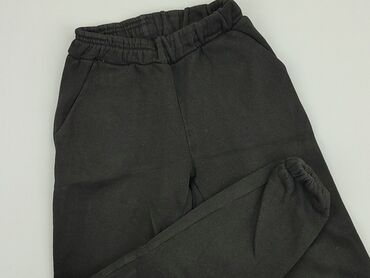 czarne woskowane spodnie z wysokim stanem: Sweatpants, 11 years, 140/146, condition - Good