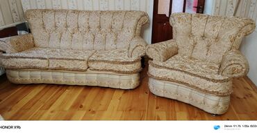 klassik mebel qiymetleri: Классический диван, 2 кресла, Раскладной