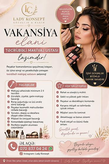 face art vakansiya: Lady Konsept – Gözəllik & Baxım üçün vakansiyalar Təcrübəli — 1
