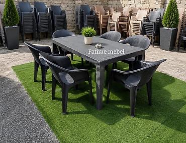 restoran aksesuarları: 6 Nəfərlik Bağ və Balkon Masa Dəsti Masa oturacaq Bağ, həyət, villa — 1