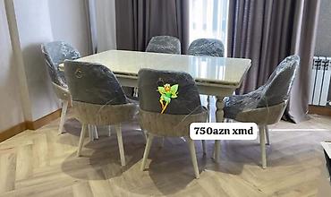 embawood stol stul: Qonaq otağı üçün, Yeni, Açılmayan, Dördbucaq masa, 6 stul — 1