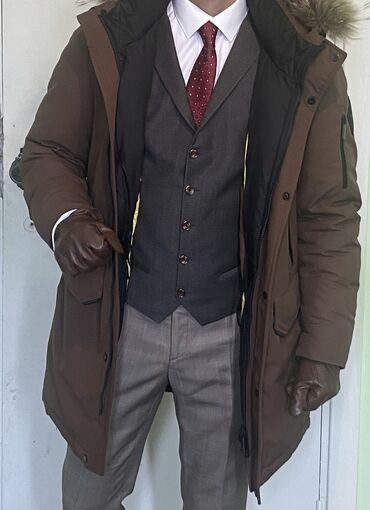 зимние мужские куртки с капюшоном: Куртка түсү - Күрөң