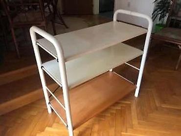 Police: Metalna polica sa tri nivoa - Konstrukcija: cevasti metalni ram bele — 4