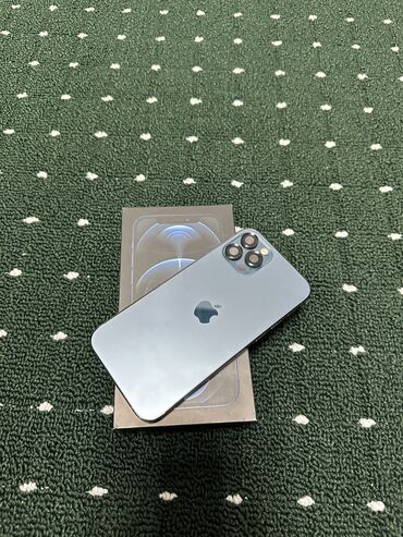 Apple iPhone: IPhone 12 Pro, Б/у, 128 ГБ, Pacific Blue, Защитное стекло, Чехол, Коробка, 79 %