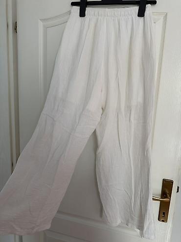 ps pantalone nova kolekcija: Bela lagana letnja pantalona od muslina/gaze - Boja: čista bela - — 3