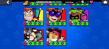 brawl stars 2: Brawl Stars hesabı. Hesabda ümumilikdə **89/102 döyüşçü** mövcuddur — 4