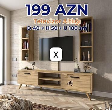 Televizor altlığı – 199 AZN Ölçülər: - Dərinlik: 40 sm - Hündürlük