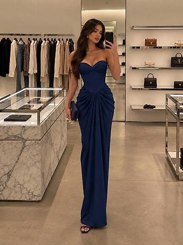 crna kosulja sivi sako: Elegantna večernja haljina – korset kroj i drapirani detalji SLIM FIT — 2