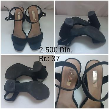 shoes: Crne ženske sandale "Primark" na blok štiklu, od velura. - Veličina — 5