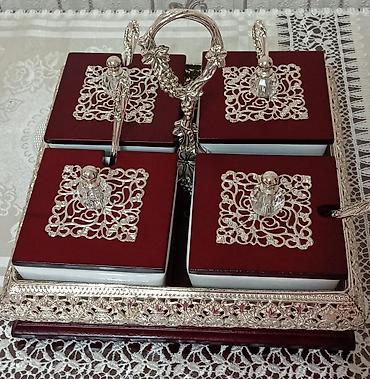 tort levazimatlari: Zərif süfrə üçün 4 bölməli dəst – ədviyyat/çəkməz/şirniyyat qabları - — 1