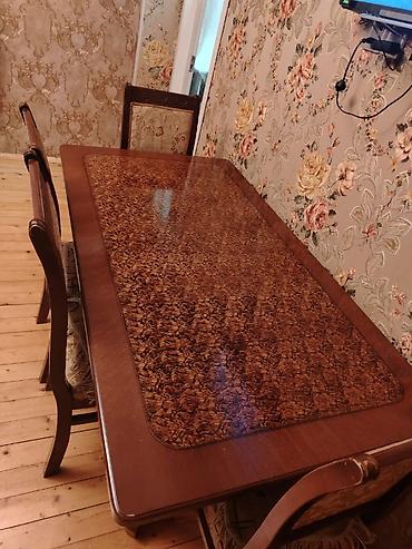 Mebel: Qonaq otağı üçün, İşlənmiş, Açılmayan, Dördbucaq masa, 6 stul — 2