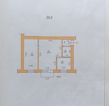 продажа 1 комнатных квартир в бишкеке: 2 комнаты, 44 м², Индивидуалка, 3 этаж, Косметический ремонт