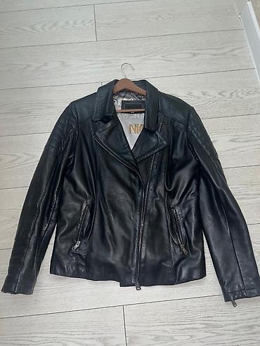 yazili koftalar: Qara dəri gödəkçə – biker üslubunda - Material: həqiqi dəri (hamar — 1
