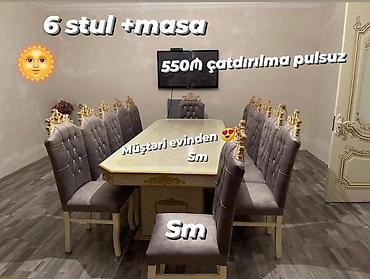 gonag otagi: Qonaq otağı üçün, Yeni, Açılmayan, Dördbucaq masa, 6 stul — 1