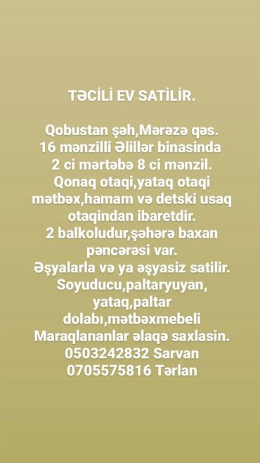 masallıda ev satılır: 3 otaqlı, Yeni tikili, 90 kv. m