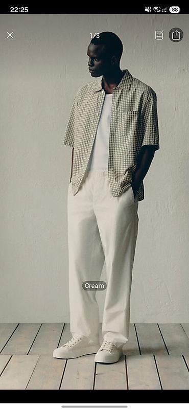 paul frank: Мужские брюки H&M, цвет cream (кремовый). Oversized, Широкая — 1
