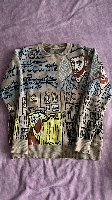Свитера: Rəngli jacquard naxışlı sviter - Modell: unisex, klassik yuvarlaq — 1