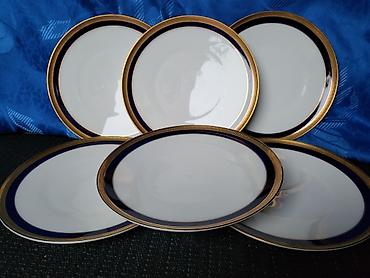 Ostali antikviteti: Lux tanjiri 1939g+ porcelan,kobalt,24na.pozlata Heinrich & Co — 2
