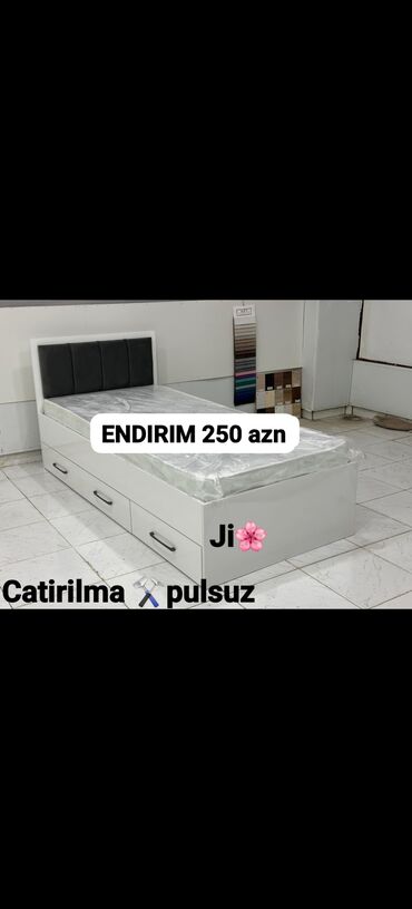 Çarpayılar: Təknəfərlik çarpayı, Bazasız, Matras ilə, Siyirməli — 4