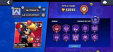 Продажа игрового аккаунта Brawl Stars. Основное: - Путь к славе: 53