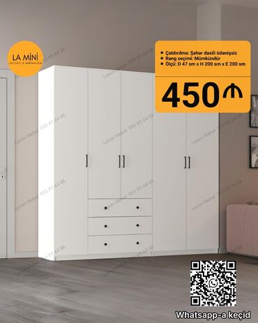 бу мебель в баку: Açılan, 6 qapı Düz dolab, Qarderob, paltar dolabı