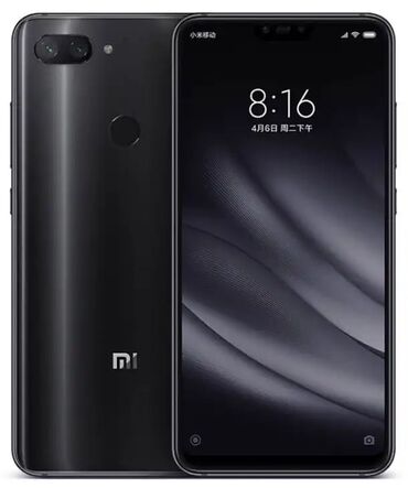 Уюлдук телефондор: Xiaomi, Mi 8 Lite, Колдонулган, 64 ГБ, түсү - Кара, 2 SIM