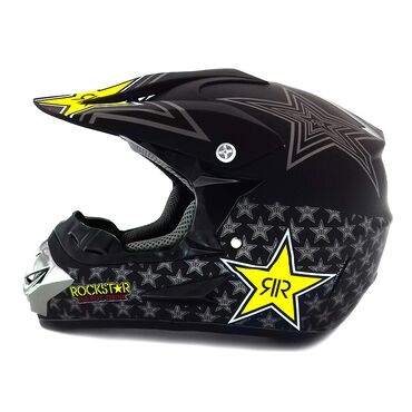 мото техники: Шлем для мото для кросса РокСтар чёрный матовый мягкая ткань