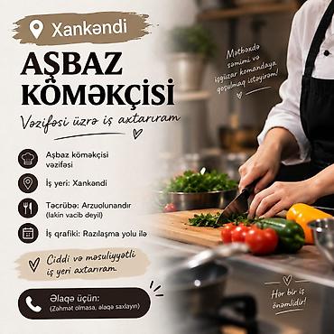 aspaz is elanlari 2024: Aşpaz köməkçisi, Qadın, 35 yaş — 1