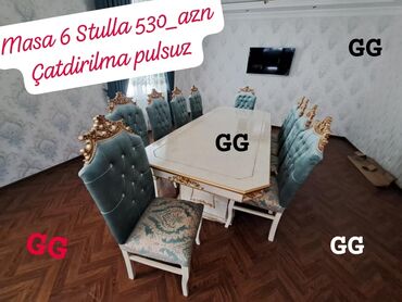 ucuz stullar: Yeni ve Sifarişle Tumbali Masa 6 Stulla 530_azn Material:Masa Mdf