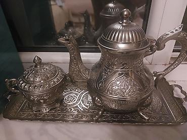 desler: Çay dəsti, rəng - Gümüşü, Metal — 1