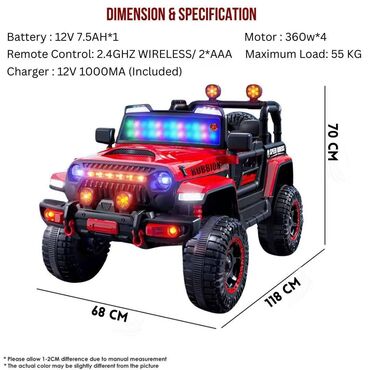 Uşaq üçün elektrik maşınları: Yeni Rubicon uşaq avtomobili 1 yaşdan - 8 yaşa qədər uşaqlar üçün tam
