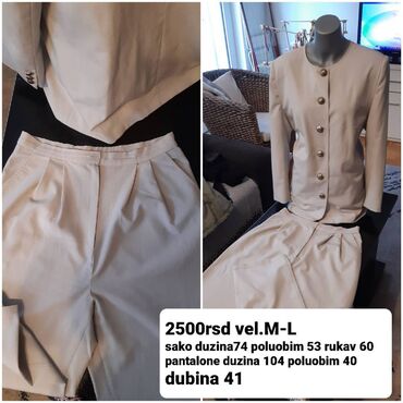 beli komplet sako i pantalone: M (EU 38), Jednobojni, bоја - Bež
