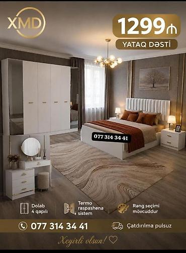 Yataq dəsti – 1299 ₼ Məzmun: - 4 qapılı dolab - Çarpayı və başlıq - 2