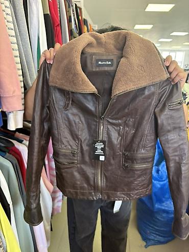 термо спорт: Кожаная куртка Massimo Dutti, коричневая - Материал: натуральная — 1