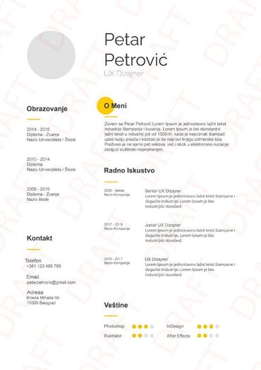 Izrada i dizajn CV-a Motivacionog pisma Prvi utisak prilikom