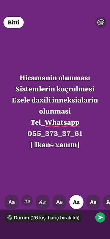 zəli qiyməti: Xidmətlər: - Hicamə (quru və yaş vakuum terapiyası) tətbiqi - — 1