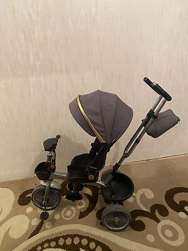 3 tekerli velosiped: Uşaq üçün 3 təkərli velosiped-kolyaska - Rəng: boz (qızılı detal — 1