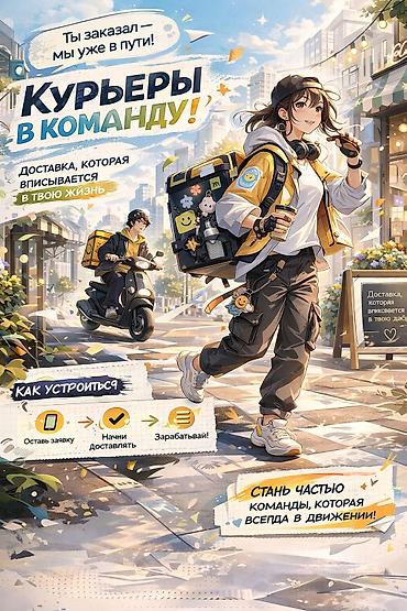 Талап кылынат Велокурьер, Мото курьер, Самокат менен
