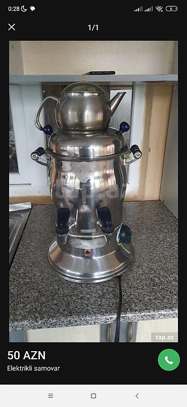 Samovarlar: Elektrikli samovar - Paslanmayan poladdan korpus - Üstündə metal — 1