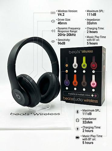 apple studio: Беспроводные накладные наушники Beats Studio Wireless, черные. Модель — 2