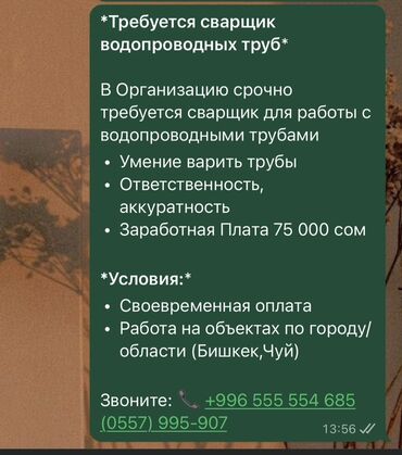 я ищу работу сиделки: Требуется Сварщик, Оплата Ежемесячно, Менее года опыта