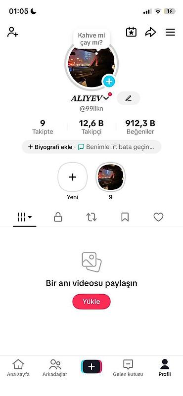 Xidmət: TikTok profilində reklam yerləşdirilməsi və əməkdaşlıq Profil