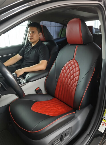 Чехлы и накидки на сиденья: Чехлы Экокожа, цвет - Черный, Toyota, Новый — 1