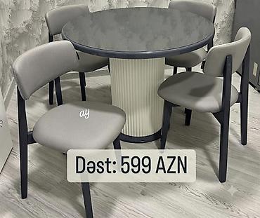 круглый стол на заказ: Dəyirmi yemək masası dəsti #masa desti - Komplekt: masa + 4 stul — 1
