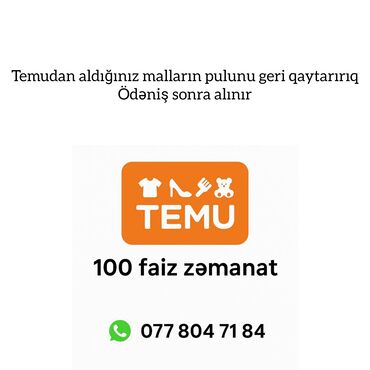 Başqa xidmətlər: Temu-dan alınan mallar üçün pul geri qaytarma xidməti təklif olunur