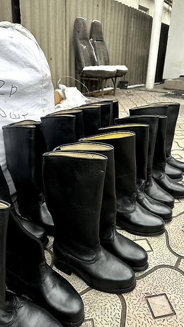 Ботинки: Кожаные кирзовые сапоги (юфтевые), классический прямой голенище без — 2