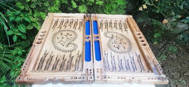 Nərdlər: Əl işı taxta nərd dəsti - Material: bərk ağac (tam ağacdan yığma) — 10