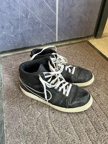 обувь nike: Кроссовки Nike, высокие (mid/high). - Цвет: черный с белыми — 1