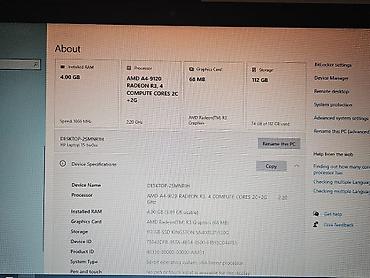 windows 10 masaustu: 🔹 Prosessor: AMD A4-9120 Radeon R3 (2.20 GHz) 🔹 RAM: 4 GB 🔹 Yaddaş — 4