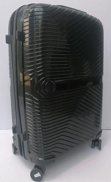 Putni koferi i torbe: Tvrdi koferi – set 3 komada, crni, sa reljefnim dijagonalnim linijama — 7